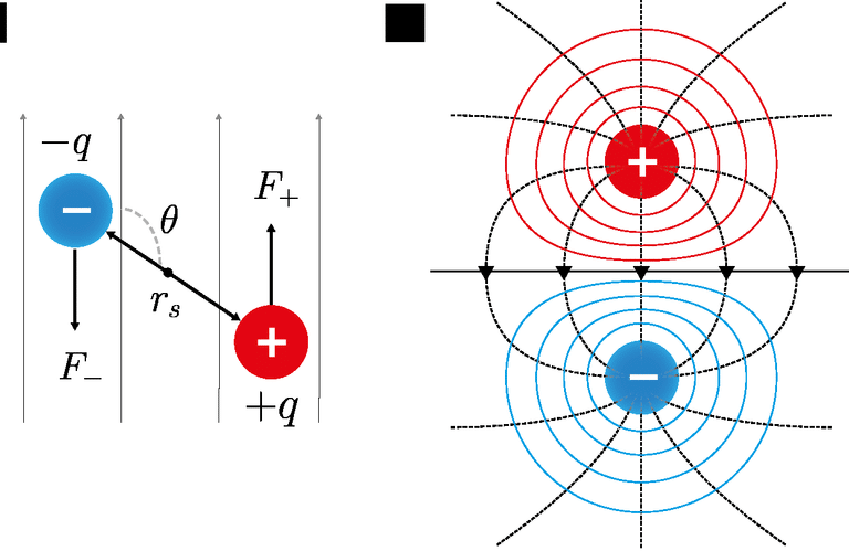 Dipole in an electric field a Sketch of an electric dipole p s composed of two e1618497128509