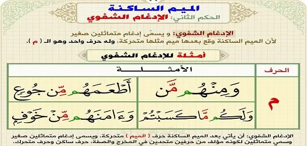 الفرق بين أحكام النون الساكنة والميم الساكنة بالأمثلة jpg